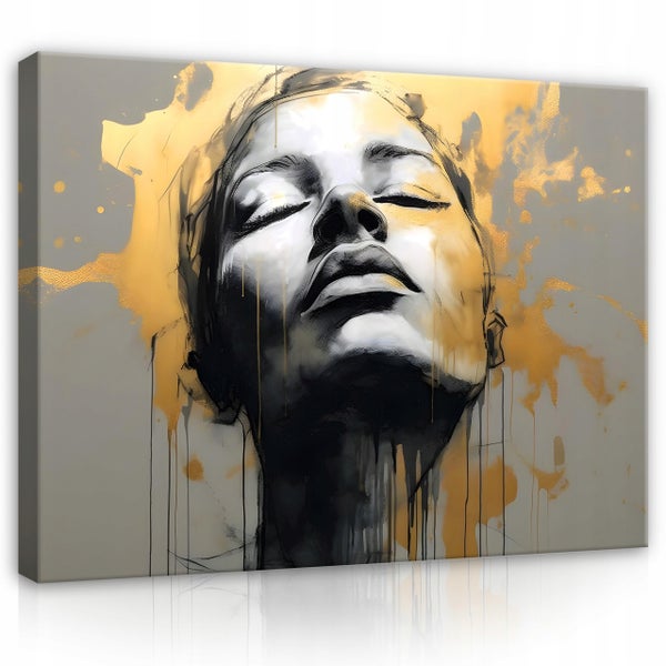 Leinwandbild Frau Abstrakt gold Bilder Modern Wohnzimmer 100X70 cm