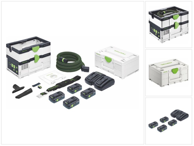 Festool CTLC SYS HPC 4,0 I-Plus Akku Absaugmobil 36 V ( 2x 18 V ) Staubkl. L ( 576944 ) + 4x Akku 4,0 Ah + Ladegerät + Systainer