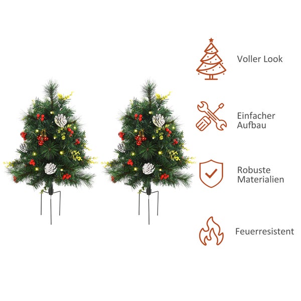 HOMCOM 2-er Set Weihnachtsbäume, Ø33 x 75 cm, PVC, Grün