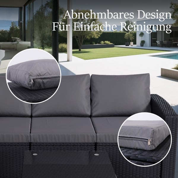 Abnehmbare Kissen einer Gartenlounge für einfache Reinigung