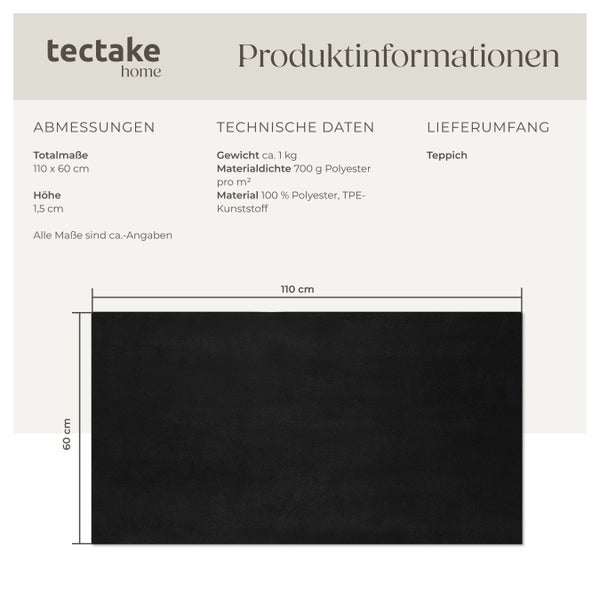 Kurzflorteppich tectake rutschfeste Unterseite verschiedene Größen und Farben 60 x 110 cm