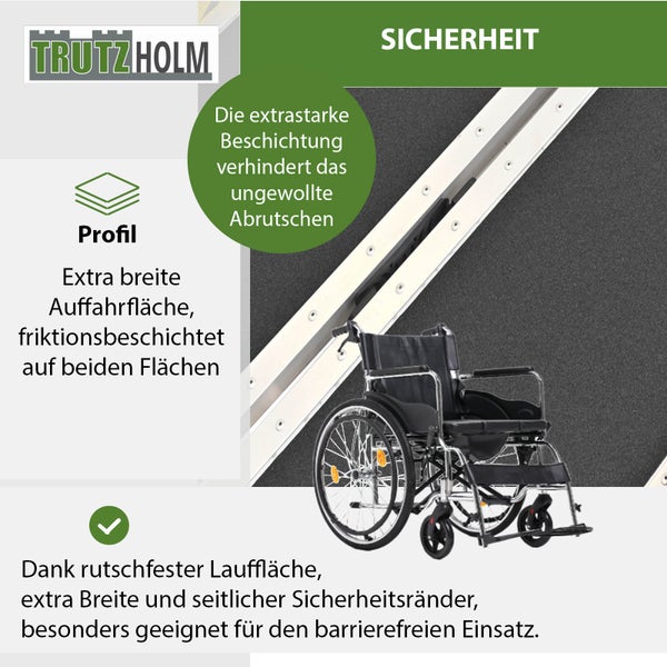 Trutzholm Logo. Eine Rampe mit Rollstuhl für Barrierefreiheit und Sicherheit