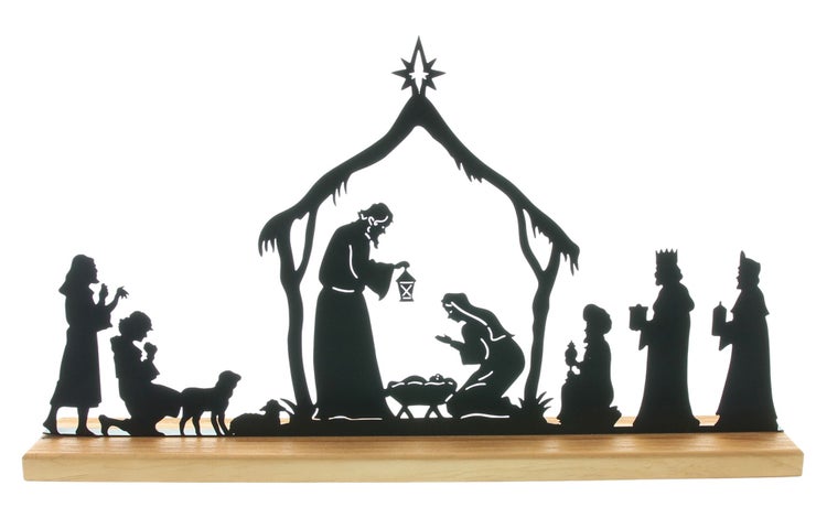 Weihnachtskrippe Silhouette auf Holzsockel