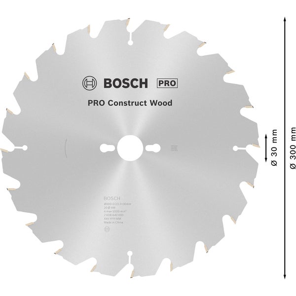 Bosch Pro Construct Wood Kreissägeblatt mit 300 Millimeter Durchmesser