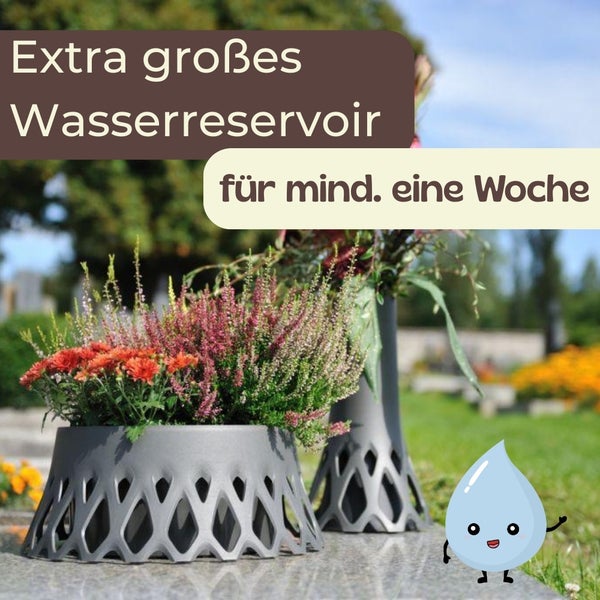 Blumenschale mit großem Wasserreservoir für Grabbepflanzung