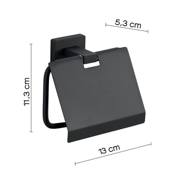 Schwarzer Edelstahl Papierrollenhalter + Deckel | Atene