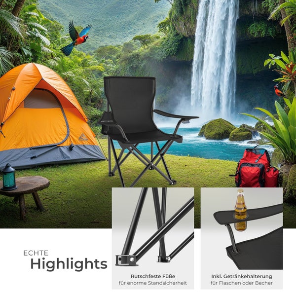 Set Campingstuhl tectake Gil 80 x 48 x 84,5 cm faltbar schwarz