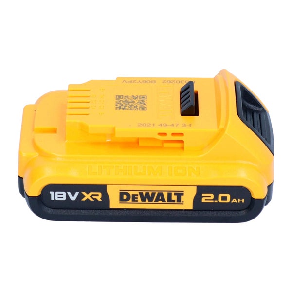 DeWalt Lithium-Ionen-Akku mit 18 Volt und 2,0 Amperestunden Kapazität.