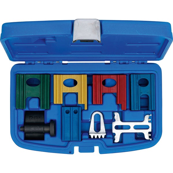 Motor-Einstellwerkzeugsatz in einem blauen Koffer