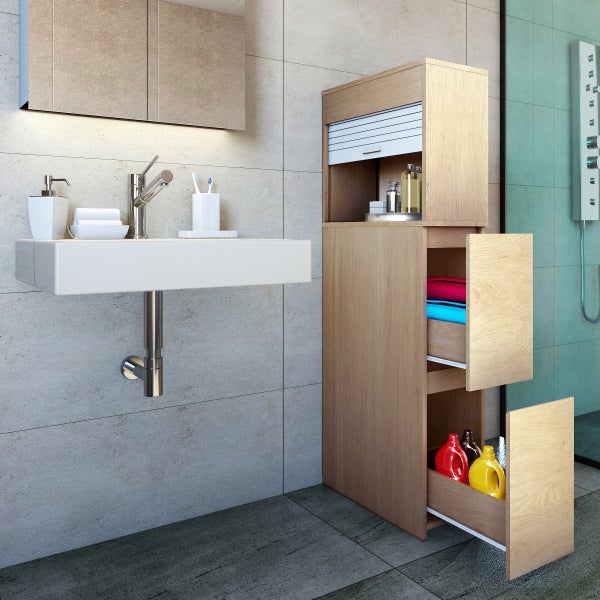 Holz Badmöbel Nischenschrank Schublade Tasalo