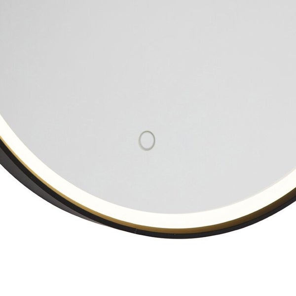 Detailansicht eines runden Spiegels mit integrierter Beleuchtung