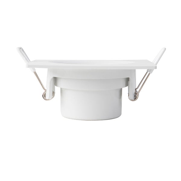 Weißer Einbaustrahler mit seitlichen Federklammern zur Montage in der Decke.