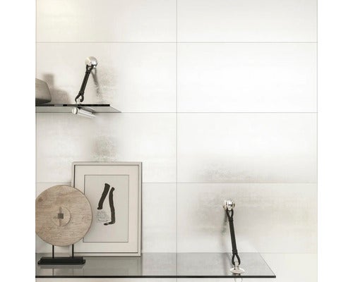 Steingut Wandfliese Parel white 30x60cm glänzend