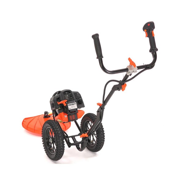 FUXTEC Benzin Motorsense mit Rädern FX-FSR152 -  52ccm | 3PS Freischneider | 13,5kg  | Easy Start | 320 mm | 2-Takt Rasentrimmer | 2,2kW