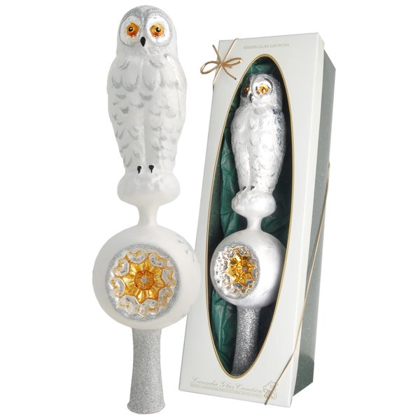 Weihnachtsbaumspitze Eule aus Glas mit Verpackung