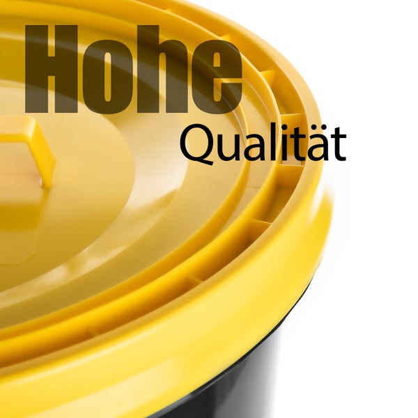 BigDean wetterfeste Universaltonne 60L mit luftdicht verschließbarem Deckel in Gelb – auch als Mülleimer –  Futtertonne oder Mülltonne geeignet – Innen + Außen geeignet – Made in Germany