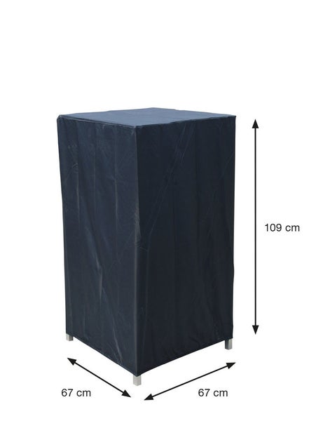 Schutzhülle für Gartenmöbel mit den Maßen 67 Zentimeter Breite, 67 Zentimeter Tiefe und 109 Zentimeter Höhe.