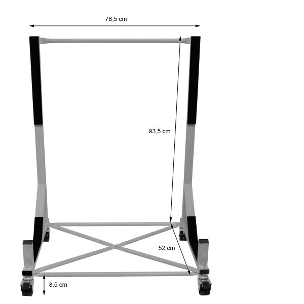 ECD Germany Hardtopständer mit 4 feststellbaren Rädern inkl. XXL Bezug - Silber - aus pulverbeschichtetem Stahl - Hardtop Ständer Hardtophalter Aufbewahrung Trolley Hülle Abdeckhaube Schutzbezug Cover