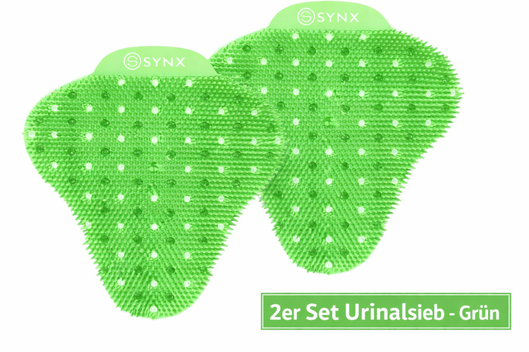 Zwei grüne Urinal Siebe