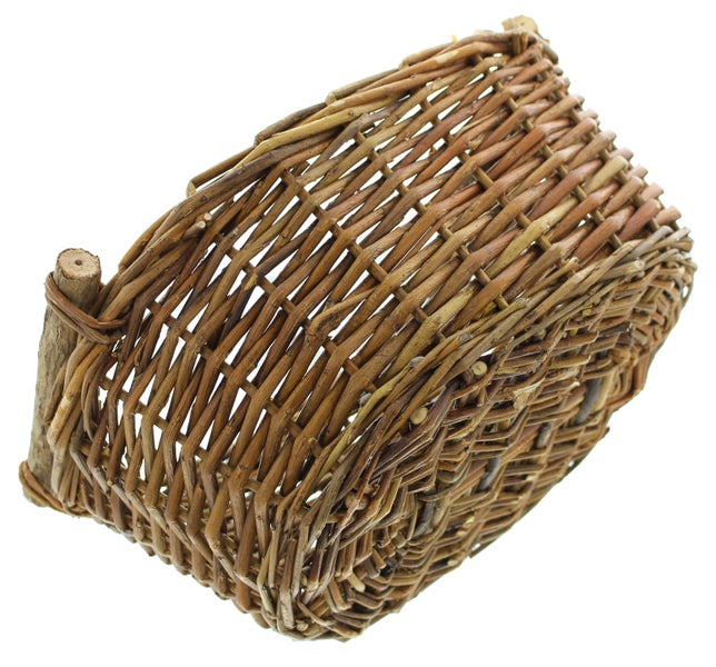 FRANK FLECHTWAREN | Füllkorb Holzgriff, groß, WEIDE, 36 x 27 x 17 cm