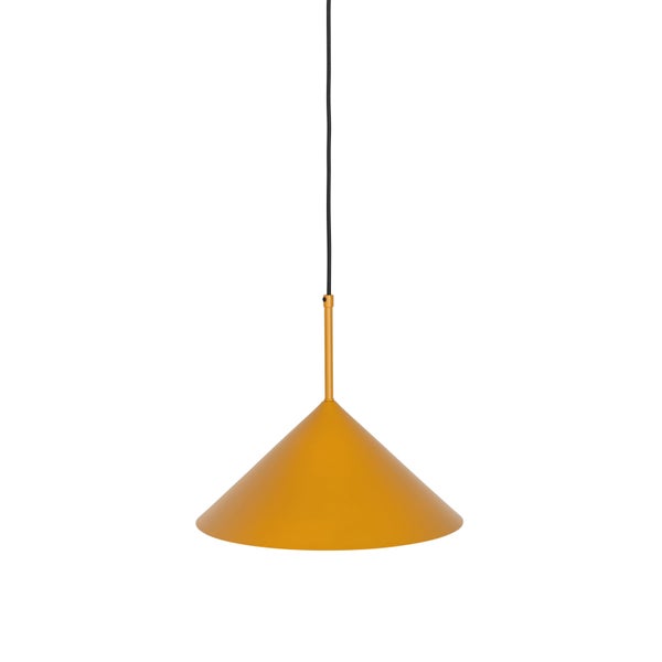 Gelbe Hängelampe mit konischem Lampenschirm