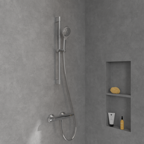 Villeroy & Boch Duscharmatur Universal Taps & Fittings, Aufputz-Thermostat mit Verbrühschutz, Sicherheitssperre bei 38°, Chrom