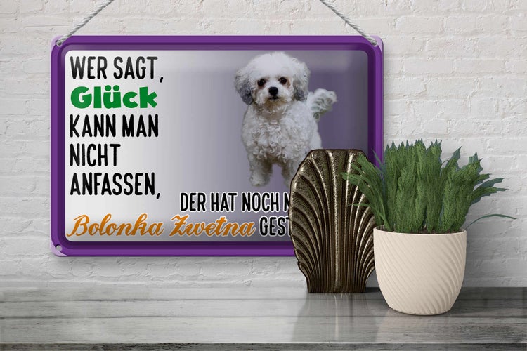 Blechschild Spruch 30x20cm Glück anfassen Bolonka Zwetna