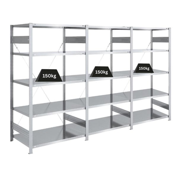 PROREGAL Schwerlastregal Silver Mamba Made In Germany  HxBxT 200 x 300 x 60 cm 5 Ebenen Je 150 kg Fachlast  Verzinkt