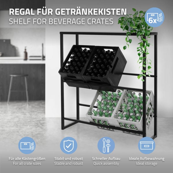 ML-Design 2er Set Getränkekistenregal für 6-8 Kisten mit Ablage, 100x32x108,5cm, Stahl, freistehend, Standregal für Getränkekisten, Getränkeregal Kastenregal Kistenregal Bierkistenregal Kistenständer