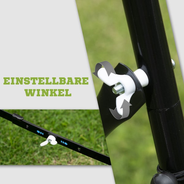 HHOMCOM Fußball Rebounder, Kickback Tor, Verstellbarer Winkel, 96 x 80 x 96 cm, Metallrohr, PE Gewebe, Schwarz