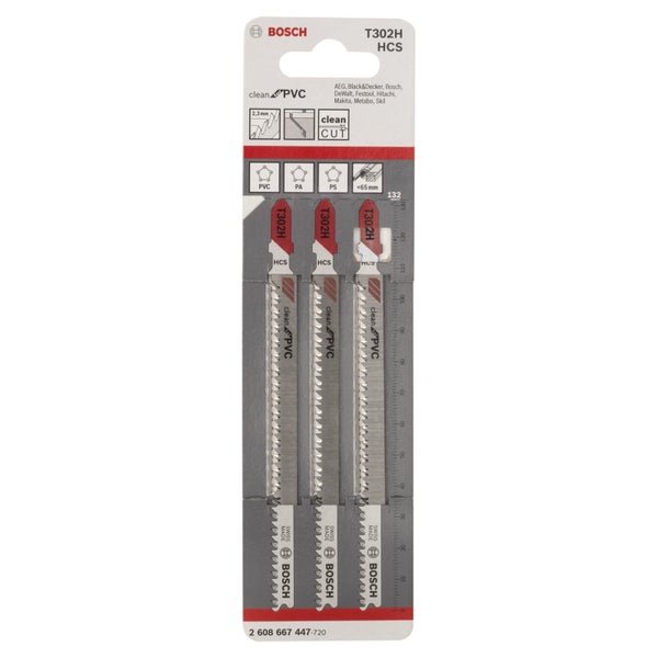 Bosch PRO Plastics PVC clean T302H Stichsägeblatt 132 mm 3-tlg. - 2608667447