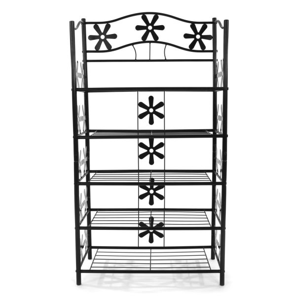 Schwarzes Regal mit Blumenornamenten für den Innenbereich