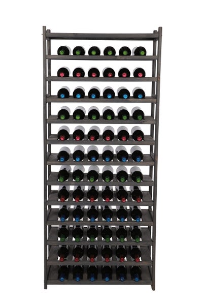 PROREGAL Weinregal SPREEWALD HxBxT 163x70x33cm 78 Flaschen auf 13 Ebenen Massives Kiefernholz Grau geölt