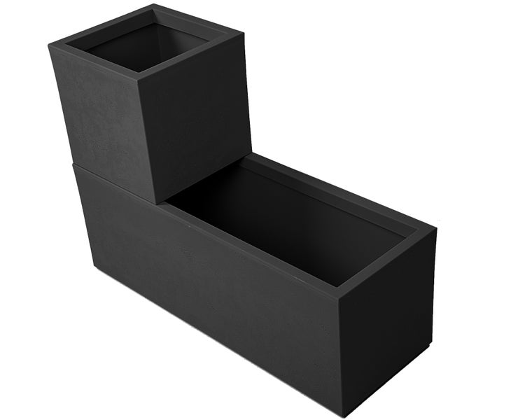 Ondis24 Pflanzkübel Vulkan 57 L + 21 L anthrazit Set Basalt, Blumentopf, Pflanzgefäß