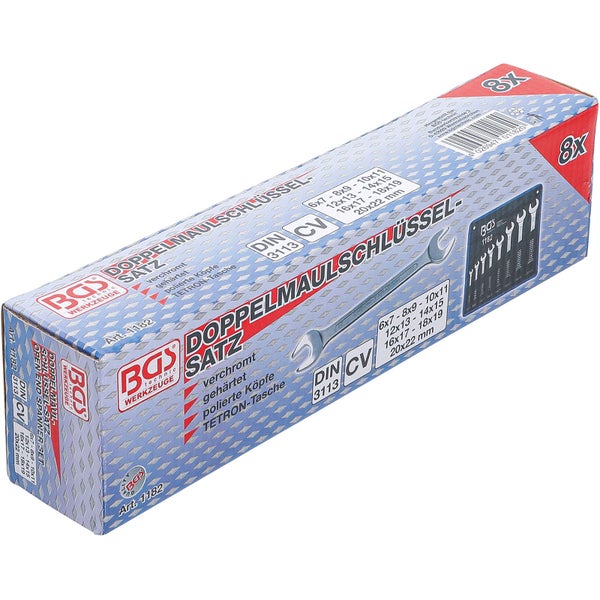 BGS Doppel-Maulschlüssel-Satz SW 6x7 - 20x22 mm 8tlg. - 1182