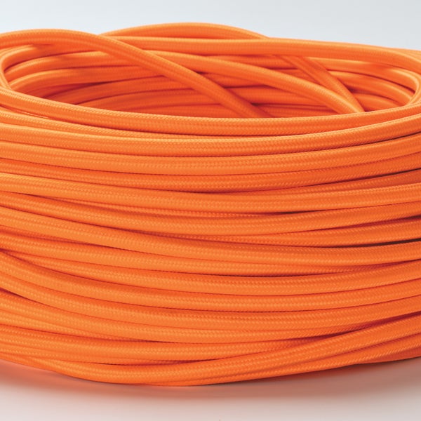 Textilkabel Orange, 3-adrig, (3x 0,75 mm²) - Stoffkabel mit Erdleiter, Meterware