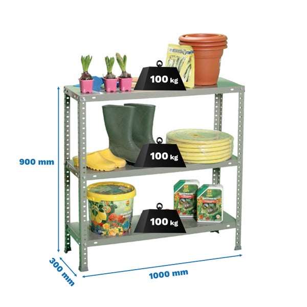 PROREGAL Schraubregal Panda Mini HxBxT 90 x 100 x 30 cm Fachlast 100 kg Grau