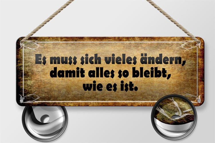 Blechschild Spruch 27x10cm es muss sich vieles ändern damit Dekoration