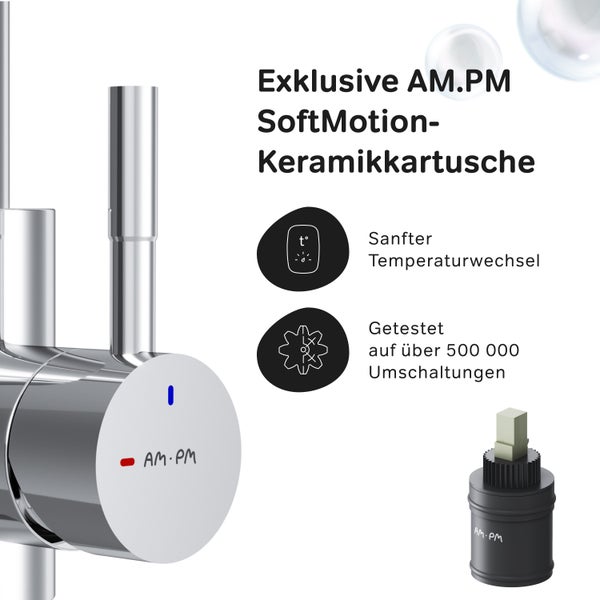 AM.PM Armatur mit SoftMotion Keramikkartusche für sanften Temperaturwechsel und getestet für über 500000 Umschaltungen