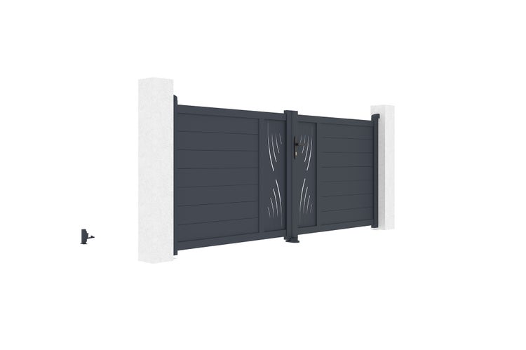 Flügeltor 3 m VELETA H.120 cm Aluminium + HICKER B200 Motorisierung