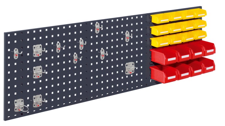 Kappes ®RasterPlan Kombiplattenset #3 1x Lochplatte 1500x450mm 1x Zubehörsortiment 32-teilig Anthrazitgrau RAL 7016