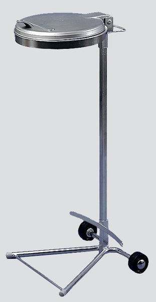 PROREGAL Robuster Einzel Abfallsammler Mit Kunststoff Deckel Mit Standfuß 2 Rollen 35 cm Einwurföffnung HxBxT 98 x 45 x 37,5 cm Stahl Verzinkt Silber