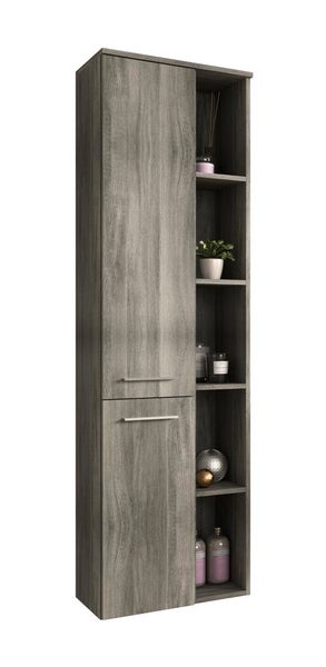 York Badschrank wandhängend 1 Tür, 5 Ablagen rauchfarbenen. 50 X 31 X 174 cm