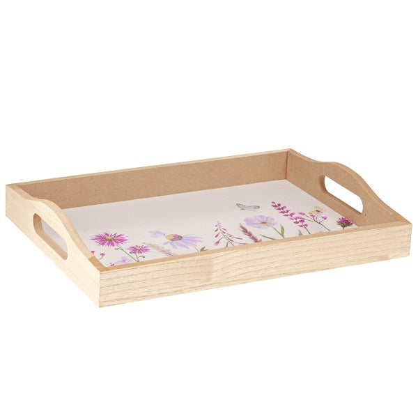 Holztablett mit Blumendesign