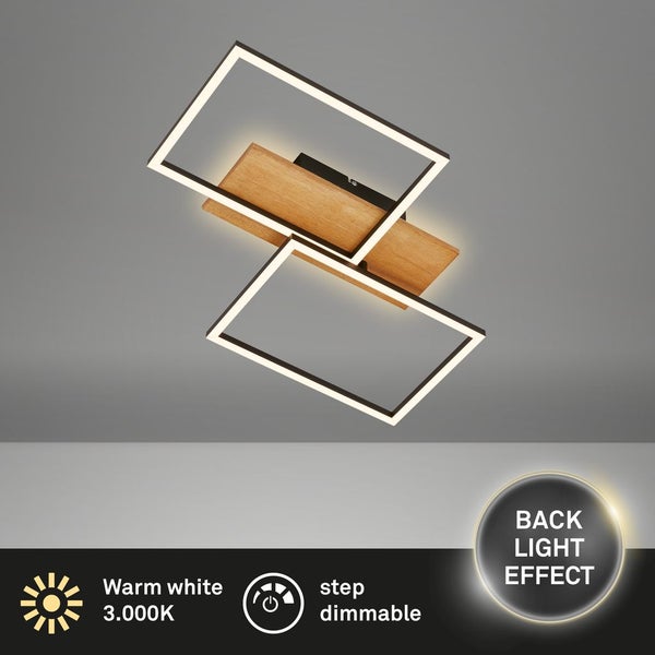 LED Deckenlampe Holz Deckenleuchte Wohnzimmer Dimmbar Schlafzimmer Backlight