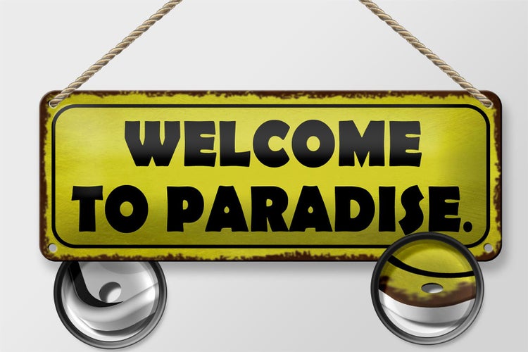 Blechschild Spruch 27x10cm Welcome to Paradise Dekoration