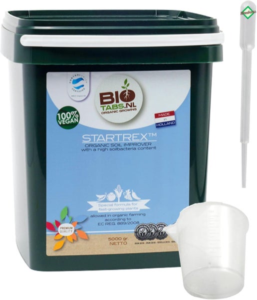 BioTabs Startrex organischer Bodenverbesserer, 5000 Gramm Eimer mit Messbecher und Pipette, 100 Prozent vegan.