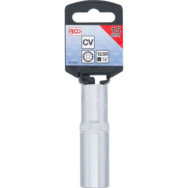 BGS Steckschlüssel-Einsatz Gear Lock tief Antrieb Innenvierkant 12,5 mm (1/2) SW 15 mm - 10255