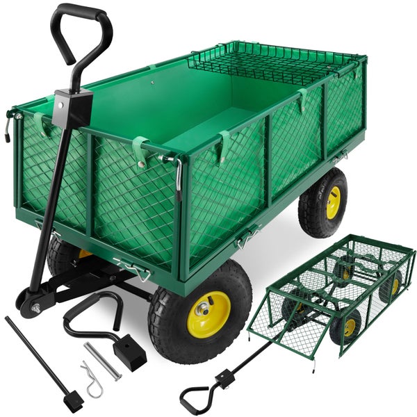 Bollerwagen tectake  Belastbarkeit 550 kg mit klappbaren Seitenwänden grün