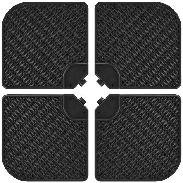 Vier quadratische Sonnenschirmständer aus Kunststoff